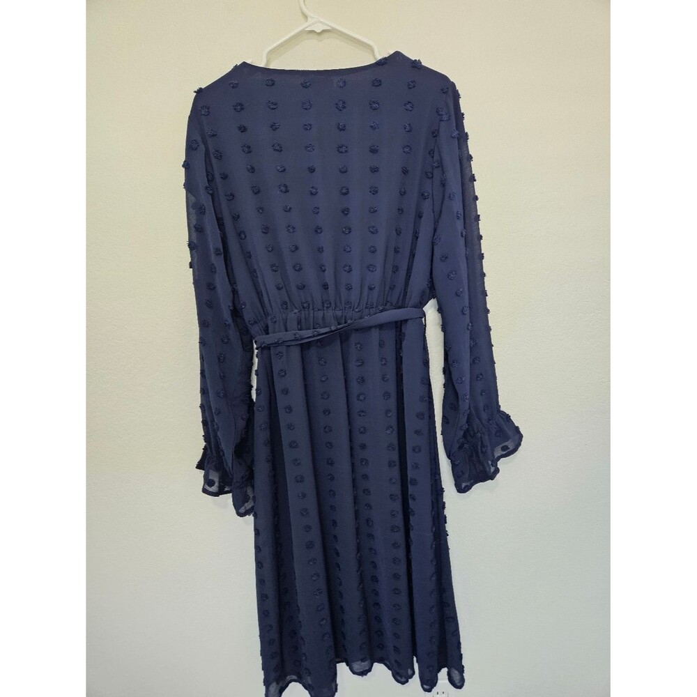 NWOT Baltic Born Paisley Dot Midi Dress V-Neck Long Sleeve Navy Blue Women 1XL - Picture 6 of 7